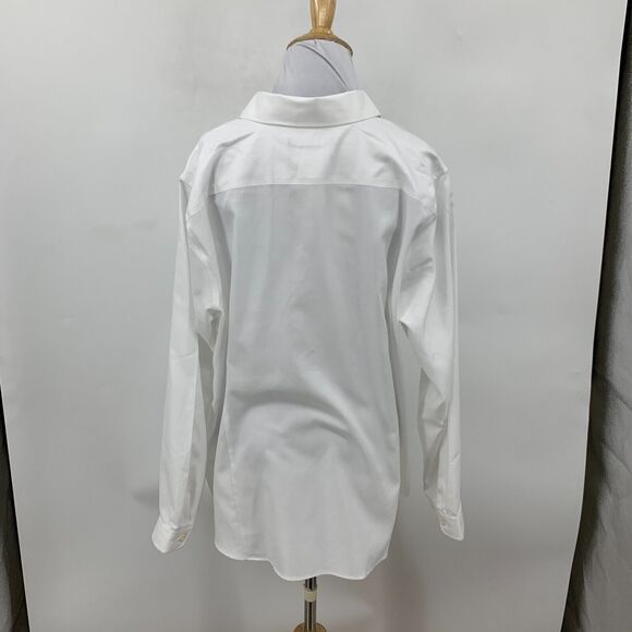 American Airlines Lands End Shirt Womens Plus 18W White Herringbone Long Sleeve - Picture 7 of 15